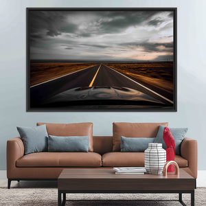 Asphalt Road Landscape Canvas Print: Open Road View Wall Decor,<b>BLACK</b> <b>FRAMED</b> CANVAS - Product Image 3