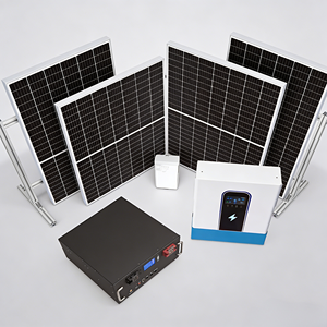 Sistema Solare Ibrido Off-Grid da 11KW 51.2V con 4 Pannelli Monocristallini da 2.2KW + Batteria LiFePO4 da 5.12kWh e Inverter MPPT da 160A Completo - Product Image 1