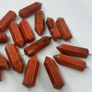 레드 재스퍼 14X43MM 육각 프리즘 보석 비즈 대형 사이즈 각진 불렛 펜던트 반귀석 DIY 주얼리 제작용 - Product Image 3