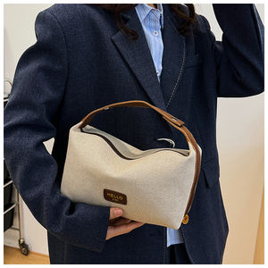 Hot Selling Canvas Printed Webbing Toiletry <b>Bag</b> Big Size Pure Cotton PU Patch Label Sewing Logo Handbag Makeup <b>Bag</b> For Gift - Product Image 4