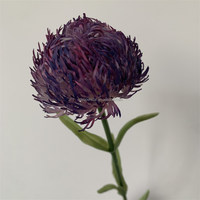 B-743 Fournitures florales en gros Plantes artificielles Fleurs décoratives Fleurs de Dianthus violettes à tige unique Fleurs en forme de boule de poils