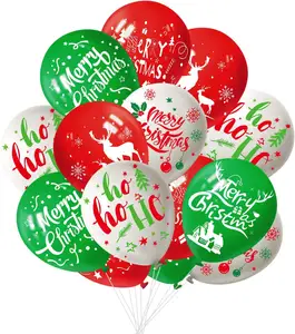 Balões de festas de natal 50 peças, balão 12 polegadas branco vermelho e verde de látex para decoração de natal suprimentos para festa