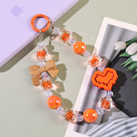 En gros Porte-clés transparent effet aurore perlé, Pendentif de sac en perles en forme de cœur 3D avec nœud, Chaîne de sac à main et chaîne de suspension
