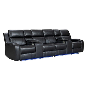 Ensemble de canapés de cinéma sectionnels en cuir de haute qualité au design moderne pour salon, canapés avec éclairage <span class=keywords><strong>LED</strong></span>, fauteuil inclinable modulaire, home cinéma - Product Image 4