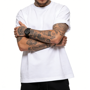 T-shirts pour hommes 100 % coton de luxe 300G, col épais, personnalisables avec logo, vierges, coupe oversize, respirants, vente en gros, fournisseur en vrac - Product Image 1