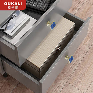 Oukali - Tiradores de Muebles de Latón Cepillado con Forma de Flor Redonda y Hexagonal para Cajones de Cocina, Perillas de Zinc Acrílico - Product Image 5