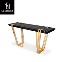 Petite console noire en bois pour hall d'entrée Offre Spéciale de luxe en acier inoxydable doré table console d'entrée en plexiglas