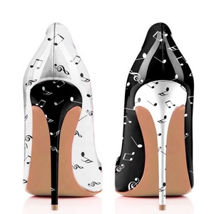Latest Style Women <b>Shoes</b> High Heels Musical Notation Print 8inches Big EU Size 45 Dress <b>Shoes</b> Stiletto Party Lady Pumps <b>Shoes</b> - Product Image 6