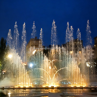 Fontaine musicale extérieure moderne DEWY en acier inoxydable de grande taille avec LED et contrôle programmable