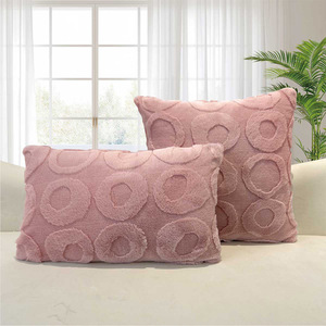 Nouvelle <span class=keywords><strong>Housse</strong></span> de <span class=keywords><strong>Coussin</strong></span> Jacquard en Peluche Circulaire, Style Minimaliste Uni Tendance, pour Canapé de Salon et Maison - Product Image 4