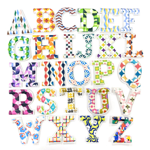 Parches de Letras con Patrón Geométrico Personalizado, Parches Bordados Termoadhesivos en 3D, Bordado Abstracto Retro para Ropa, Bolsos y Manualidades - Product Image 1