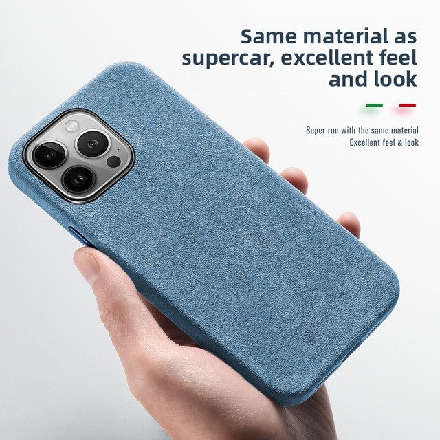 Premium Suede Leather Phone Case for for 17/16 Pro Magnetic Wireless-Charging Customizable Cover