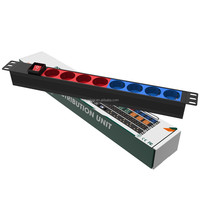 PDU intelligent en alliage d'aluminium noir 1U 19'' C13 C19 Allemagne Royaume-Uni États-Unis Universel 6 voies pour montage en rack de serveur