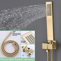 Ensemble de douche complet de luxe avec thermostat en laiton brossé doré non revêtu, mitigeur de douche à effet pluie et affichage numérique