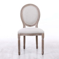 Ensemble de 6 chaises de salle à manger en bois massif au design nordique moderne avec tissu en coton/lin pour la maison, le bureau, l'appartement, l'atelier - Importé