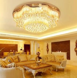 Nuevo estilo, decoración para sala de estar, lámpara de techo redonda de cristal dorado moderno LED de lujo para hoteles de Villa con Base de hierro - Product Image 5