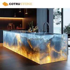 Sang trọng Backlit mờ Onyx nhà bếp <span class=keywords><strong>Countertop</strong></span> hiện đại đá cẩm thạch tự nhiên Đảo cho trang trí nội thất - Product Image 1