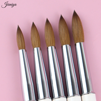 Pinceau à ongles en poils de Kolinsky 100% purs, fait main, tête ronde, manche en métal, pinceau de luxe pour l'art des ongles en acrylique