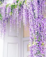 Fleurs artificielles de glycine violettes de 1,1 m, guirlande suspendue en soie pour décoration de mariage et de fête