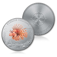 Pièce commémorative ronde en cuivre fin .999 de 1 once, avec impression argentée sur le thème de la faune marine, médaille de collection représentant des créatures océaniques.