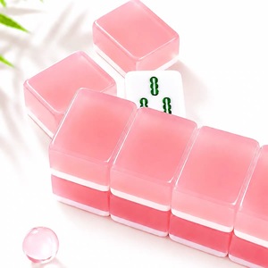 Jeu de Mahjong style gelée couleur macaron rose, qualité supérieure, jouets de table pour adultes et enfants, 144 tuiles - Product Image 1