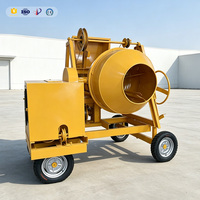 Bétonnière diesel 350L modèle 2026 avec trémie de chargement, machine à mélanger le ciment portable pour le compactage intensif sur chantier