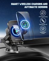 Chargeur de voiture sans fil à charge rapide magnétique compatible USB-C 12V 15W, support de téléphone pour iPhone et Model T8