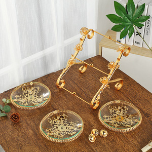 Nouveau Style Or Métal Et Verre Paniers De Fruits À Plusieurs Niveaux Cupcake Stand Assiette À Dessert De Style Européen Gâteau Stand Fruits Bonbons Tour - Product Image 4