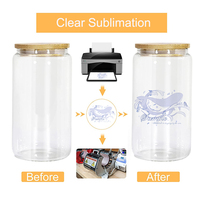 Entrepôt américain stocké 12 oz 16 oz Sublimation peut de bière en forme de verre tasse avec couvercle en bambou et paille