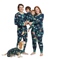 Ev tekstili çift dinozor baskı eşleşen aile noel pijama seti erkek kız tatil Pjs kadınlar erkekler için köpek pijama
