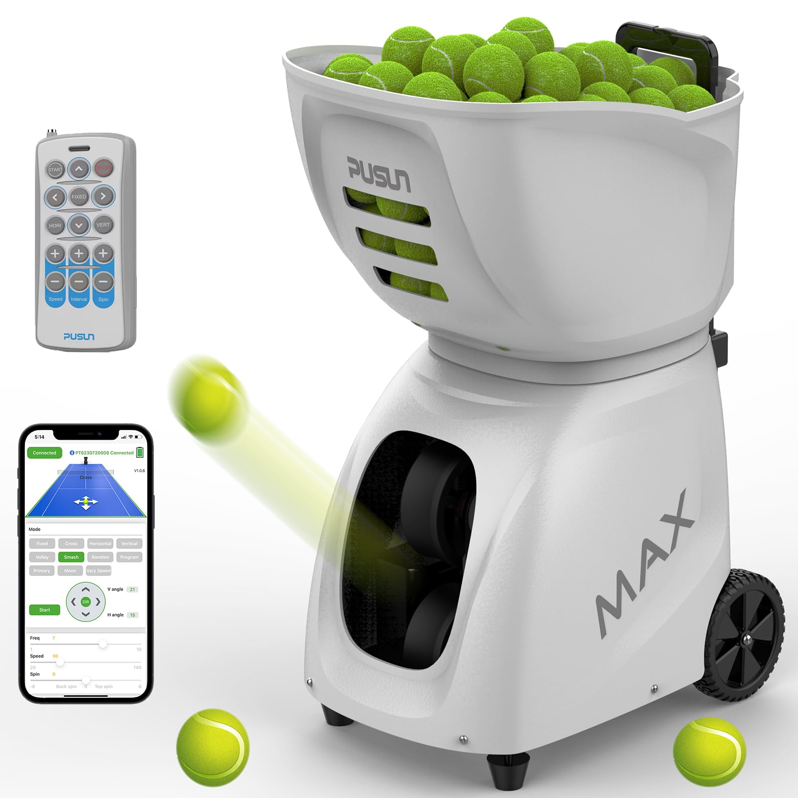 Hot-Selling Tennis Ball Machine, Auto Ball Serving APP Remote Control Tennis Training Device Suitable for Indoor/Outdoor Use