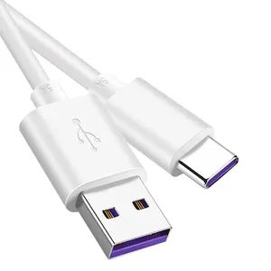 Kabel USB Tipe C, Kabel Pengisian Daya Cepat 5A 1M 2M untuk Huawei USB-C Kawat Pengisian Cepat Kabel Pengisi Daya untuk Samsung Note 9 Tipe-c Jalur Data