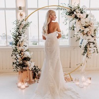 Vente directe d'usine, arche de fleurs en métal doré, support rond pour toile de fond, décoration de mariage, événement, support de fleurs élégant, cadre