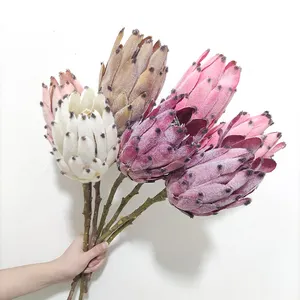 Handmade DIY King Protea Bouquet Decoration Artificial Flowers Home Party Arrangement Artificial Protea Flowers