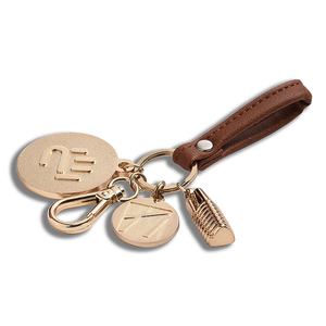 Keychain <b>Maker</b> Sublimation Gold Metal Round Leather <b>Pom</b> <b>Pom</b> Key Chain With Embossed Logo - Product Image 3
