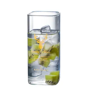 Healthy transparent borosilicate square drinking glass