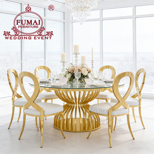 Party Outdoor Wedding Event Banquet Gold Stainless Steel Frame <b>Dining</b> <b>Chair</b> - Product Image 3