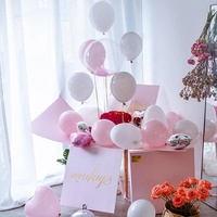 joyeux anniversaire saint valentin, cadeau fort, Transparent, rose bleu or, boîte Surprise, Ballon avec hélium