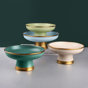 Di Lusso Nordic Piatto Da Dessert In Ceramica Rotonda Bordo In Oro Porcellana Torta Vassoio di Snack di Frutta Piatto da Portata Della Caramella Piatto Ristorante - Product Image 2