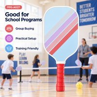Raquette de pickleball en fibre de verre avec noyau en PP pour débutants, usage récréatif, clubs scolaires, vente au détail et en gros, logo personnalisé, commandes en gros