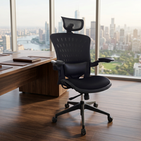 Chaise de bureau ergonomique moderne en maille avec accoudoirs réglables, support lombaire intégré, appui-tête, chaise de bureau pivotante pour la maison et le bureau