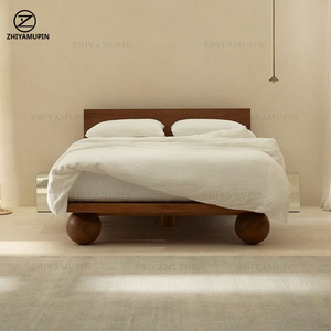 Cama Moderna Minimalista de Madera Maciza con Patas Redondas de Tronco, Múltiples Tamaños y Materiales para Dormitorio, Casa de Huéspedes, Muebles de Hotel 9521 Sol - Product Image 5