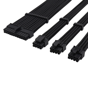 Black Sleeved PSU Extension Kit 32cm ATX 24-Pin EPS 8P CPU 4+4P PCI-E 6+2P GPU Cable for <b>Computer</b> Accessories Sleeved Psu Extens - Product Image 5
