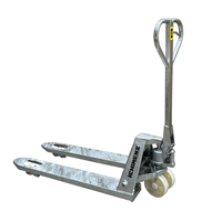 Transpalette manuel hydraulique ICHIMENS 2,5 T, 540x1150 mm, roues tandem en nylon, galvanisé argent, garantie 3 ans, intérieur/extérieur