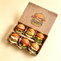 Boîte d'emballage pour poulet frit, hamburgers et frites, en papier ondulé de qualité alimentaire, avec logo personnalisé en usine