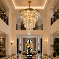 Lustre moderne de luxe en cristal K9 pour mariage, hôtel, escaliers, salle à manger et salon
