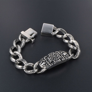 Men's <b>Titanium</b> Steel <b>Chain</b> Bracelet Cross Design Punk Style Jewelry CE240 - Product Image 2