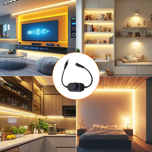 Câble DC enfichable ESANN 6A 12V noir, cathode commune, interrupteur à bouton manuel pour variateur de lumière néon <span class=keywords><strong>LED</strong></span> en ligne, contrôleur de bande <span class=keywords><strong>LED</strong></span> 72W - Product Image 6