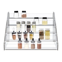 Étagère à épices et organisateur d'assaisonnements pliable et portable en acrylique à 5 niveaux, écologique, pour comptoir, armoire, garde-manger et rangement de cuisine