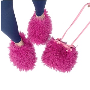 WB155 2024 Inverno mulheres novo estilo transfronteiriço sacos peludos + sandálias de pele deslizamento em chinelos saco balde de duas peças conjuntos - Product Image 2